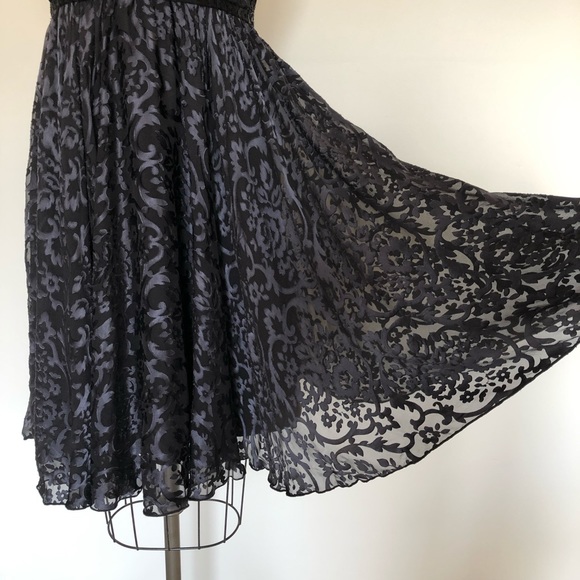 Milly of New York Black Grey Burnout Spaghetti Strap Babydoll Dress 90s Y2K Sz 4 - Picture 5 of 13